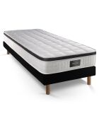 Ensemble Supérieur Matelas Mémoire de forme 3 zones & Sommier noir - 90x190 cm