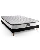 Ensemble Supérieur Matelas Mémoire de forme 3 zones & Sommier noir - 160x200 cm