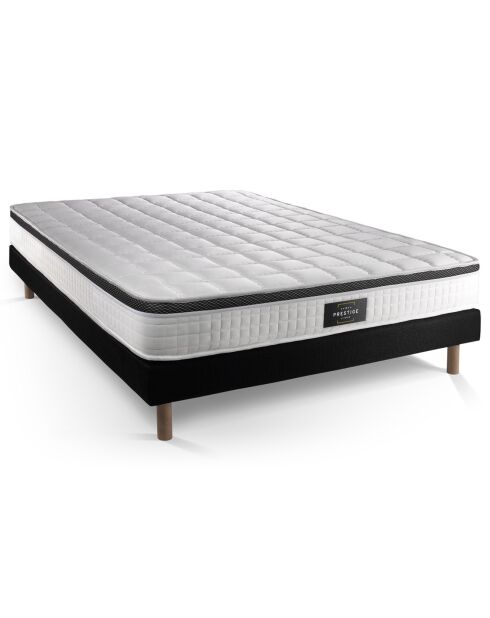 Ensemble Supérieur Matelas Mémoire de forme 3 zones & Sommier noir - 160x200 cm