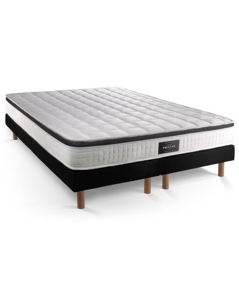 Ensemble Supérieur Matelas Mémoire de forme 3 zones & 2 Sommiers noir - 2x80x200 cm