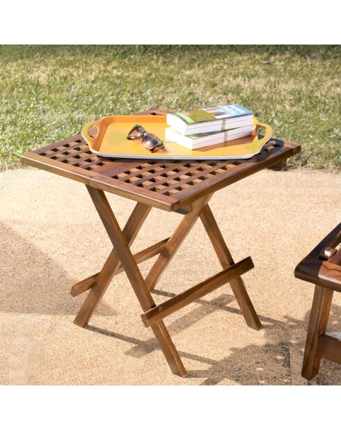 Maeva Quadratischer Picknicktisch, geöltes Holz, 50 x 50 x 50 cm