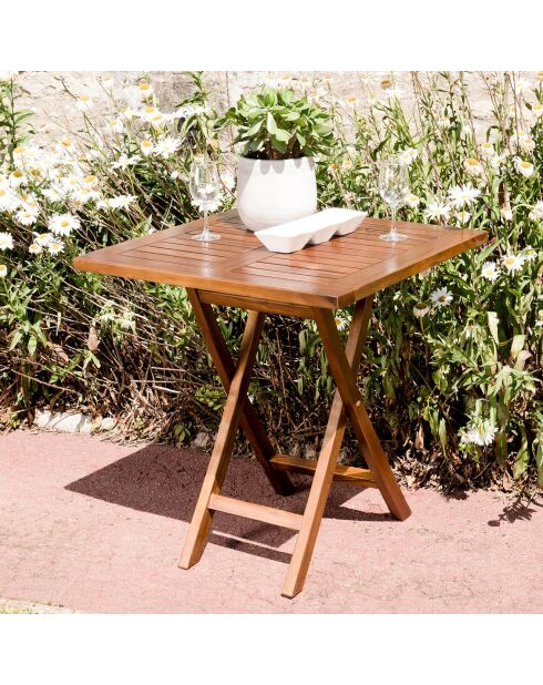 Maeva Quadratischer Klapptisch, geöltes Holz, 70 x 70 x 75,5 cm