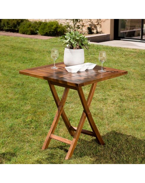 Maeva Quadratischer Klapptisch, geöltes Holz, 70 x 70 x 75,5 cm