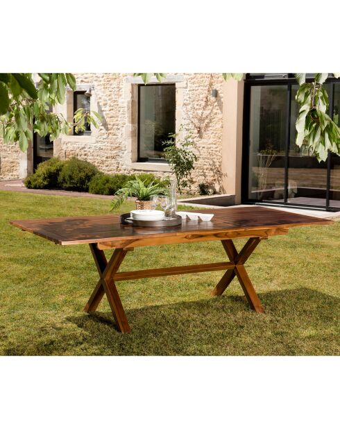 Table rectangulaire pieds croisés extensible Maeva Bois Huilé - 180/240x100x75 cm