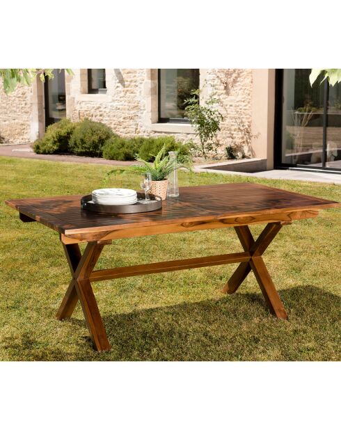 Table rectangulaire pieds croisés extensible Maeva Bois Huilé - 180/240x100x75 cm