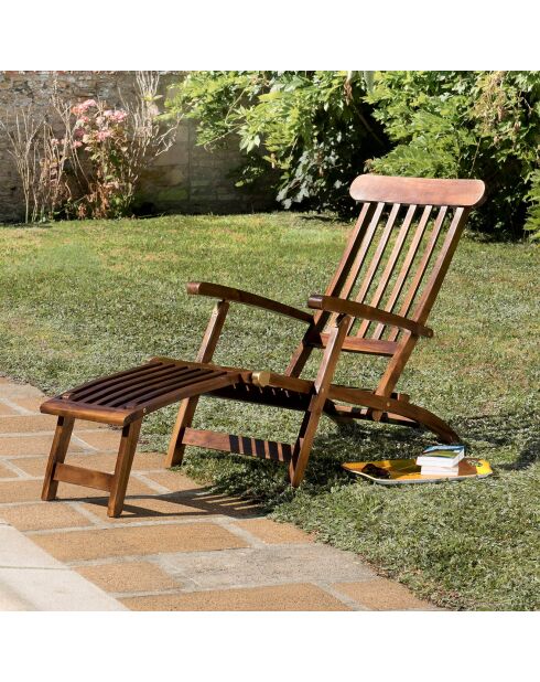 Chaise longue en bois de Teck huilé Maeva Bois Huilé - 58x148x98 cm