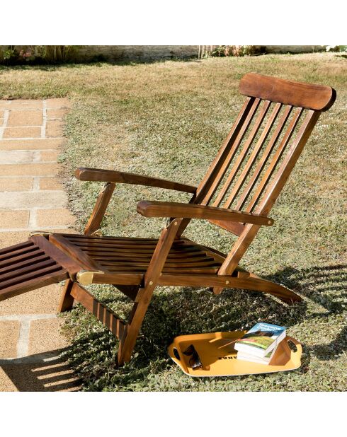 Chaise longue en bois de Teck huilé Maeva Bois Huilé - 58x148x98 cm