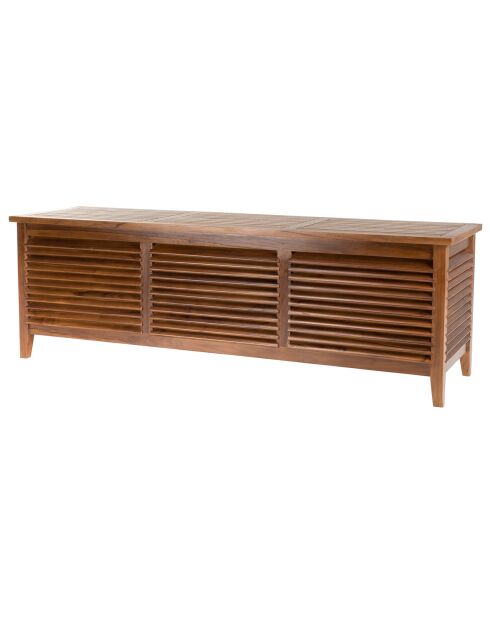 Baúl de piscina Maeva de madera de teca engrasada, 200 x 57 x 65 cm