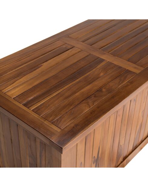 Maeva Pooltruhe aus geöltem Teakholz, geöltes Holz, 165 x 57 x 65 cm