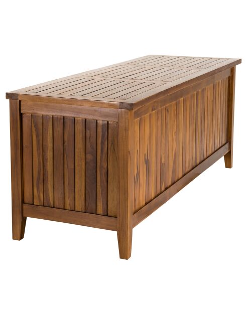 Maeva Pooltruhe aus geöltem Teakholz, geöltes Holz, 165 x 57 x 65 cm