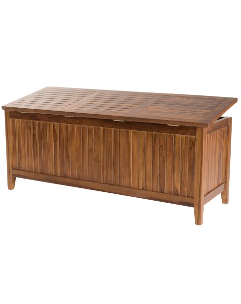 Maeva Pooltruhe aus geöltem Teakholz, geöltes Holz, 165 x 57 x 65 cm