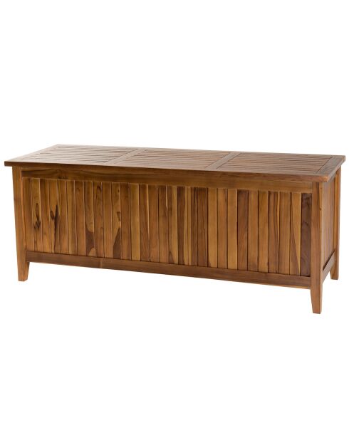 Maeva Pooltruhe aus geöltem Teakholz, geöltes Holz, 165 x 57 x 65 cm