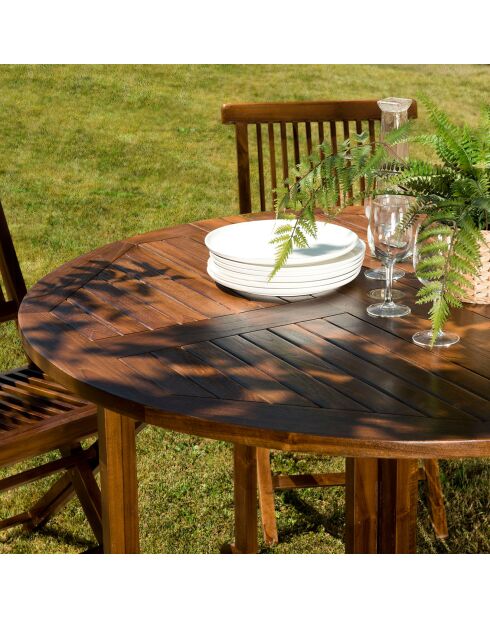 Maeva Set aus geöltem Holz mit Schmetterlingstisch und 4 Stühlen