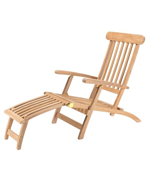 Chaise longue en bois Teck Fun Bois Naturel - 58x148x98 cm