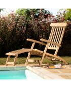 Chaise longue en bois Teck Fun Bois Naturel - 58x148x98 cm