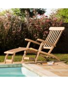 Chaise longue en bois Teck Fun Bois Naturel - 58x148x98 cm