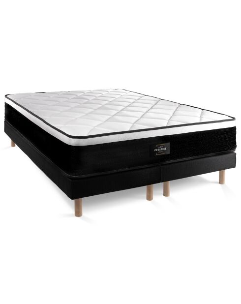 Ensemble Suite Matelas Ressorts ensache?s à mémoire de forme 5 zones & 2 Sommiers noir - 2x90x200 cm