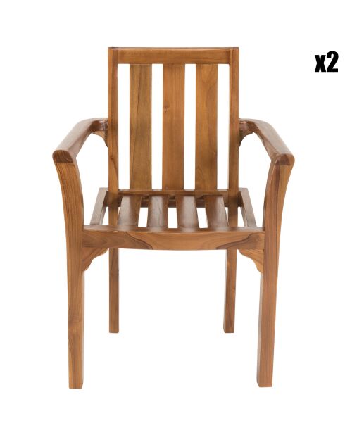 2 Maeva stapelbare fauteuils geolied hout - 60x62x92 cm