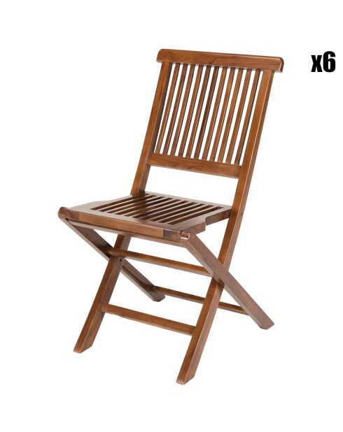 Ensemble 1 table extensible + 6 chaises Java teck huilé - 120/180x90x75 cm