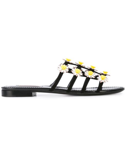 Sandales en Cuir Daisy Slide noires