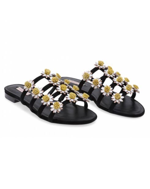 Sandales en Cuir Daisy Slide noires