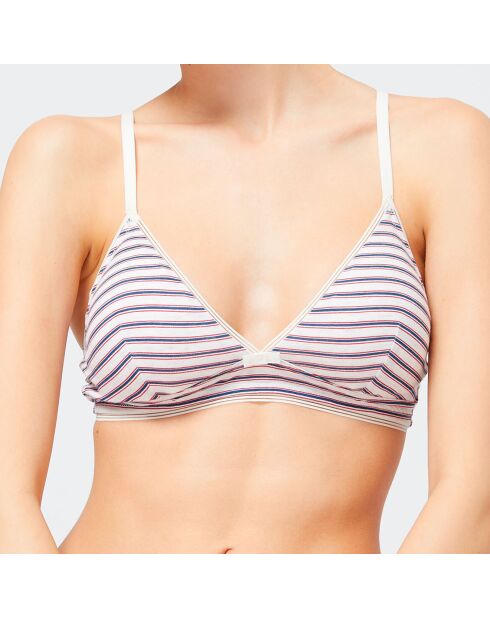Sujetador triangular a rayas crudo/azul Happiness Stripes
