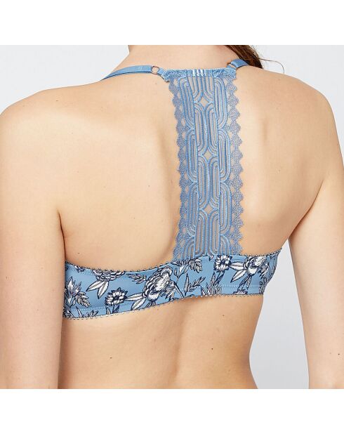 N°5 Days Blauer verstärkter BH mit Blumenmuster