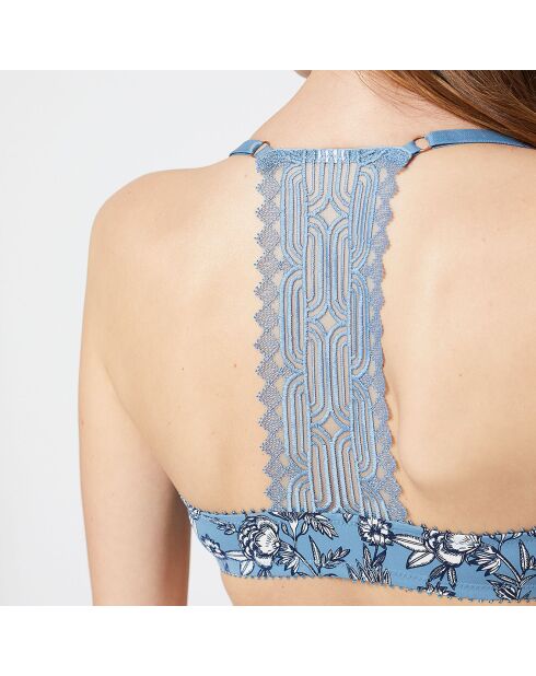N°5 Days Blauer verstärkter BH mit Blumenmuster