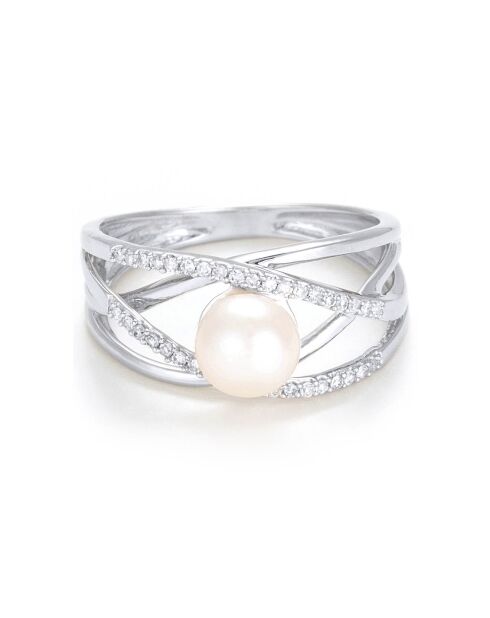 Perla Diamantring 0,11 Karat Perlenweißgold
