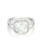 Bague Divine Diamants 0.1 ct Améthyste verte 3.75 ct or blanc
