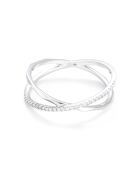 0,1 karaat witgouden geometrische diamanten kruisring