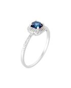 Solitaire diamanten ring 0,14 kt saffier 0,7 kt witgoud