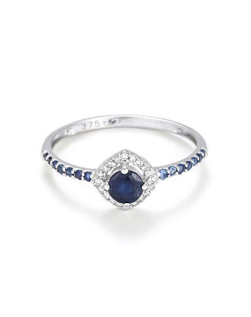 Bague Nef Diamants 0.06 ct Saphirs 0.45 ct or blanc