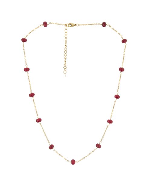 Collier Elisa Jade Rouge en laiton doré