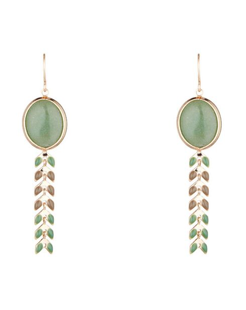 Orecchini Santelena Aventurine in ottone dorato