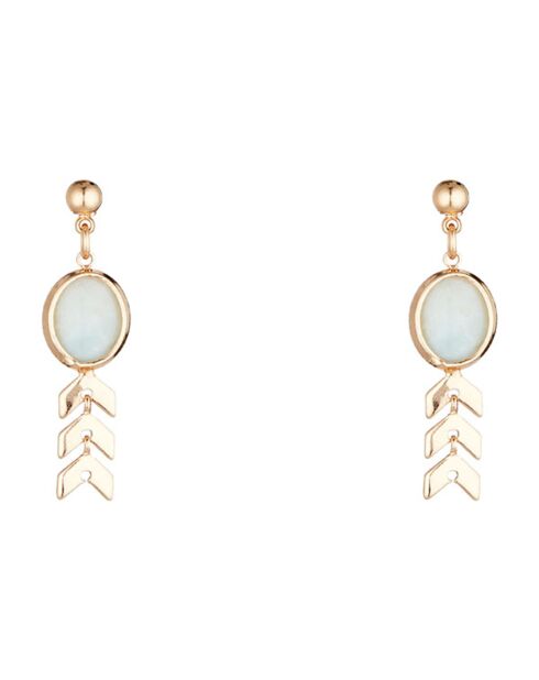 Boucle d'oreilles Pito Aventurine Verte en laiton doré
