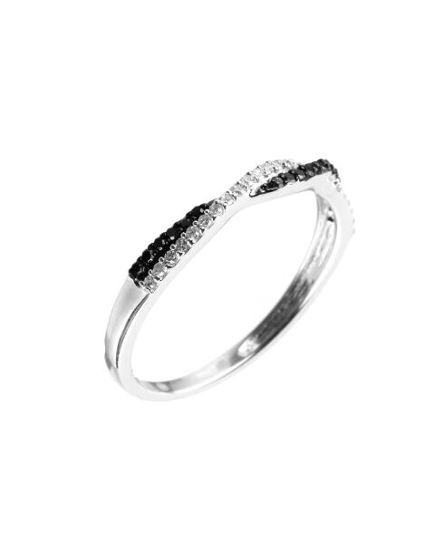 Zwart-witte diamanten ring 0,15 kt witgoud
