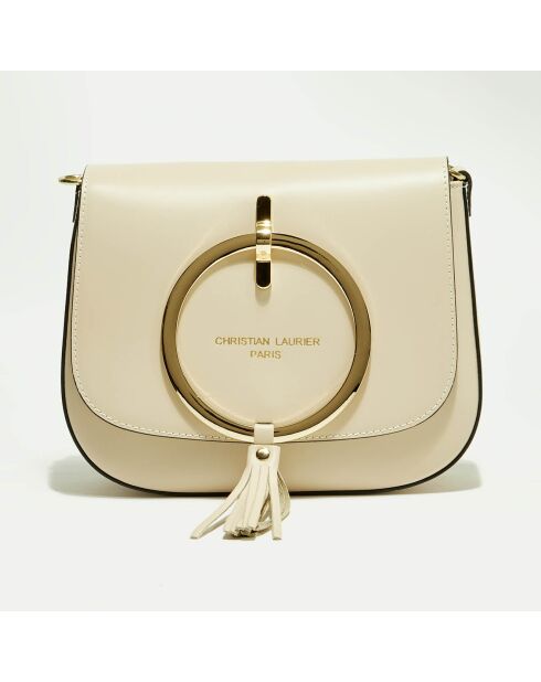 Sac bandoulière en Cuir Audrey nude - 27x22x8.5 cm