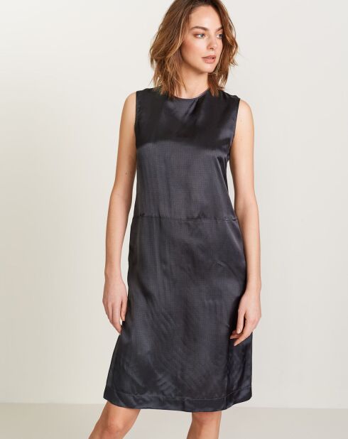 Robe satinée Steup micro points noire