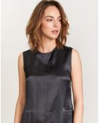 Robe satinée Steup micro points noire