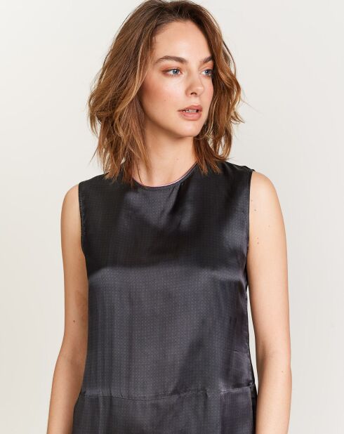 Robe satinée Steup micro points noire