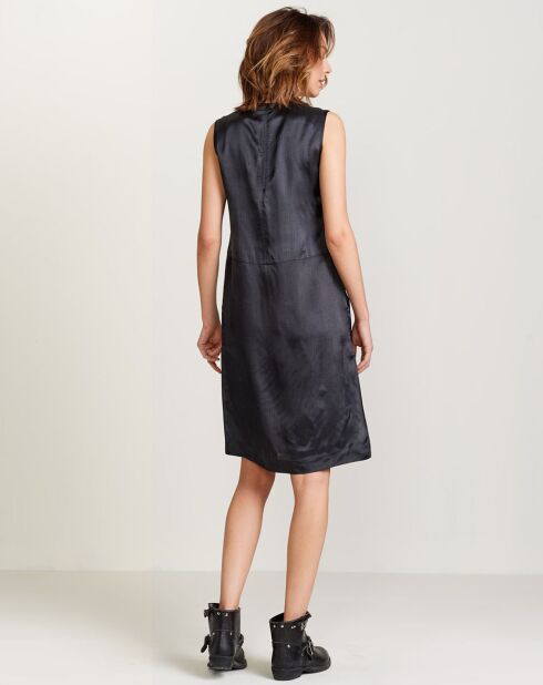 Robe satinée Steup micro points noire