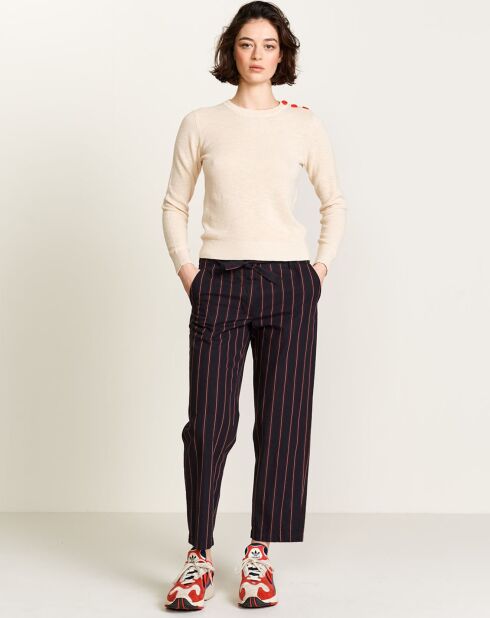 Pantalon Lou en Coton rayé noir