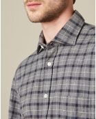 Chemise Regular en Flanelle de Coton Paul gris/marine