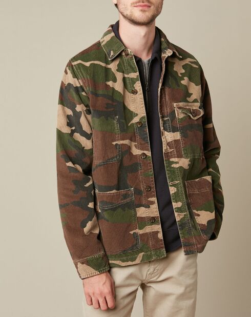 Veste en Velours côtelé Sherpa camo print marron/kaki/beige