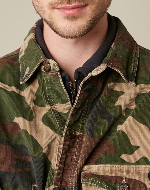 Veste en Velours côtelé Sherpa camo print marron/kaki/beige