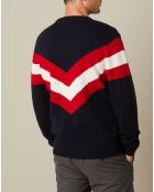 Pull en Laine mélangée Olympic Chevron Crew marine/rouge/blanc