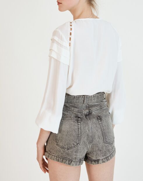 Blouse Lorely ajourée blanc cassé