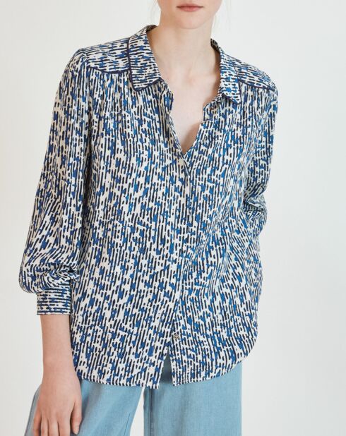 Chemise Livia imprimée bleu roi