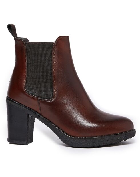 Chelsea Boots en Cuir Matte marron - Talon 8.5 cm